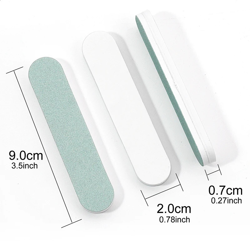 50/100 Pcs/Lot Nail Buffer Polishing Strip Green/White Sanding 600/3000 Sponge Manicure Tools Washable Buffing Blocks for Nails 250214