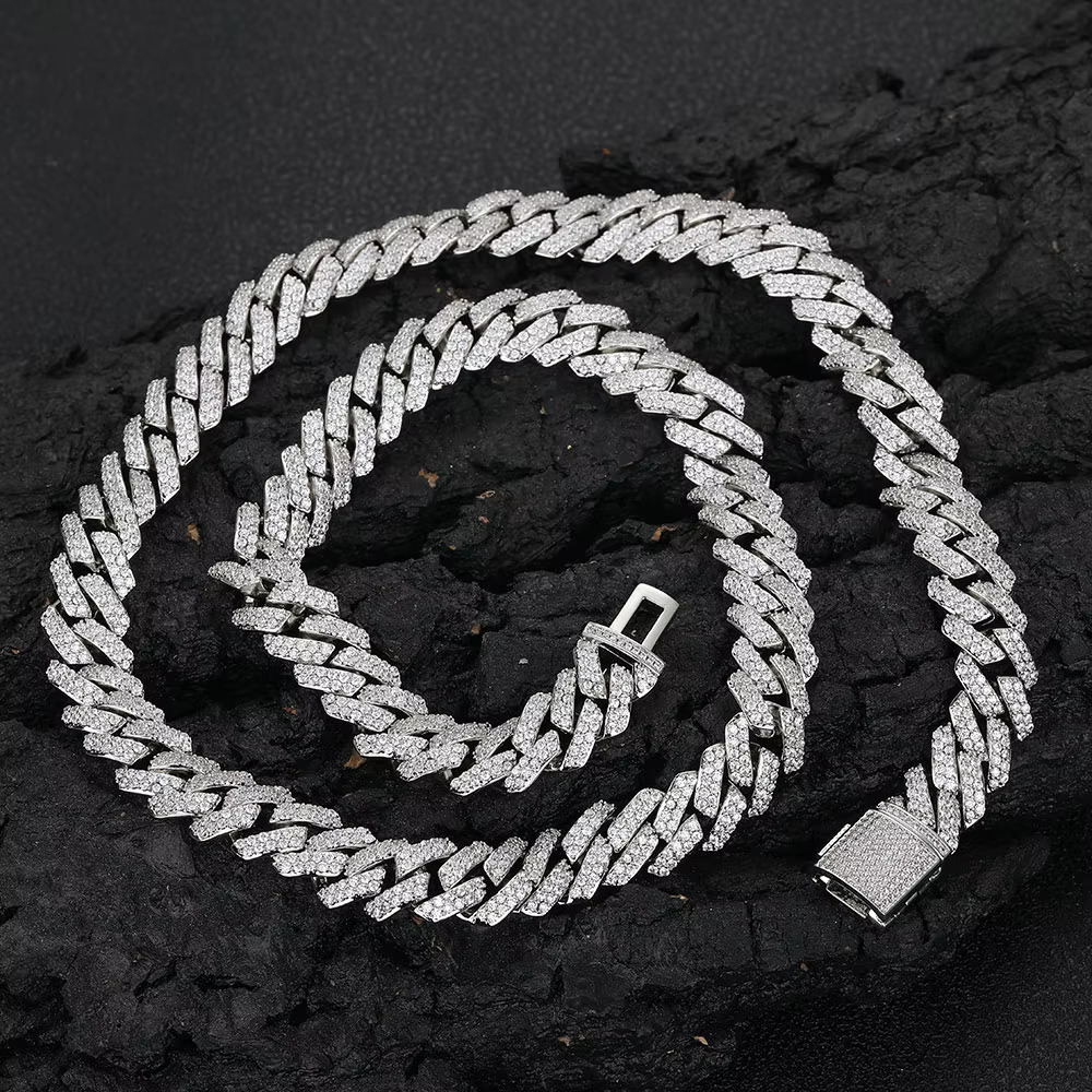 10mm Hip Hop Dia Necklace Iced Out Micro Pave Cz Cuban k Chain for Men Women
