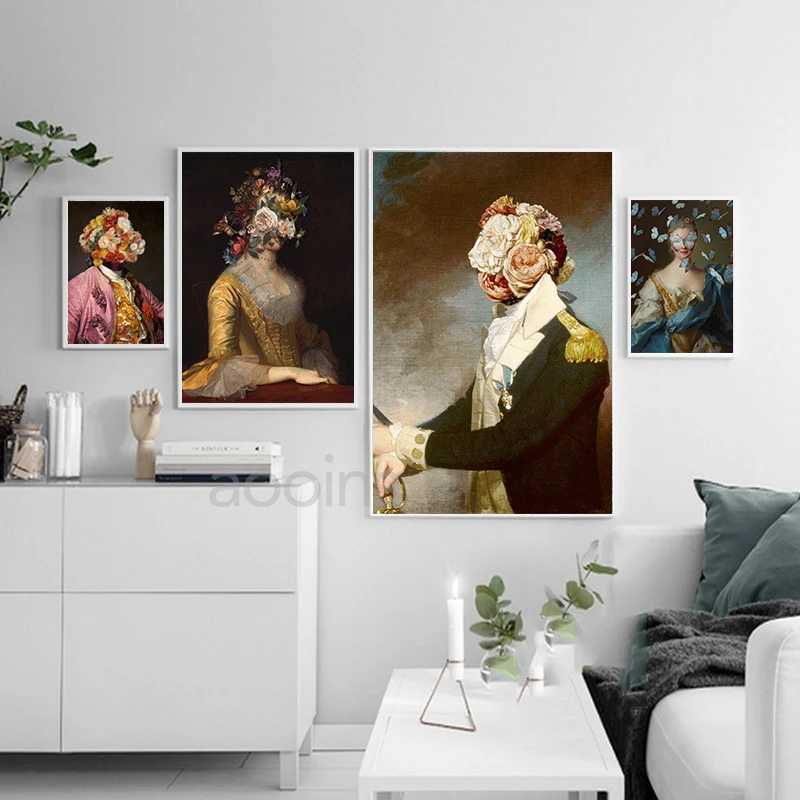 Altered Vintage Portrait Eclectic Print Maximal Art Canvas Painting Five Wall Surreal Rococo Baroque Poster This Wall Decor Y250218