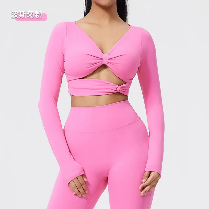 Wrinkle sports bra long sleeved beauty back detachable yoga long sleeved tight outdoor sports running fitness suit 250219
