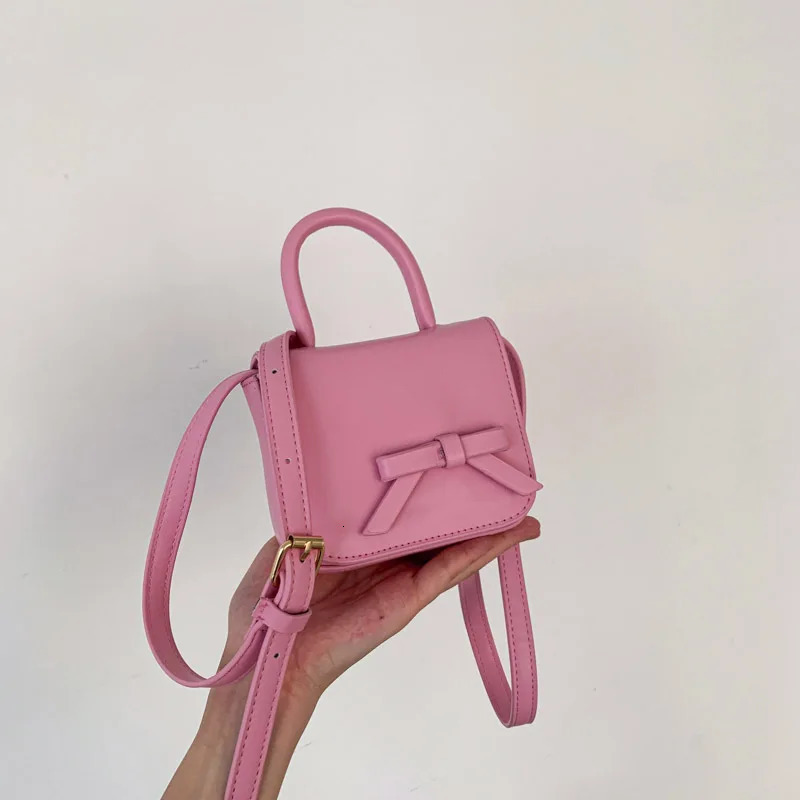 Children Purse PU Leather Shoulder Bags Fashion Bow Decor Mini Square Crossbody Bag Sweet Girl women Small Wallet 250219