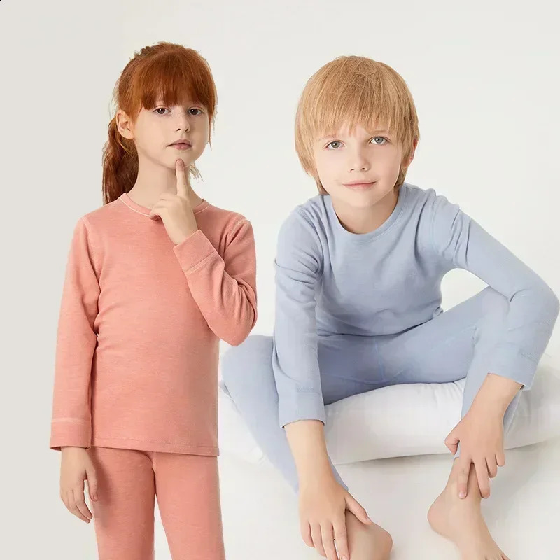 Baby Boys Girls Pajamas Winter Thermal Underwear Childrens Clothing Sleepwear Wool Warm Pyjamas Sets For Kids 3 4 6 8 10 12 Yrs 250218