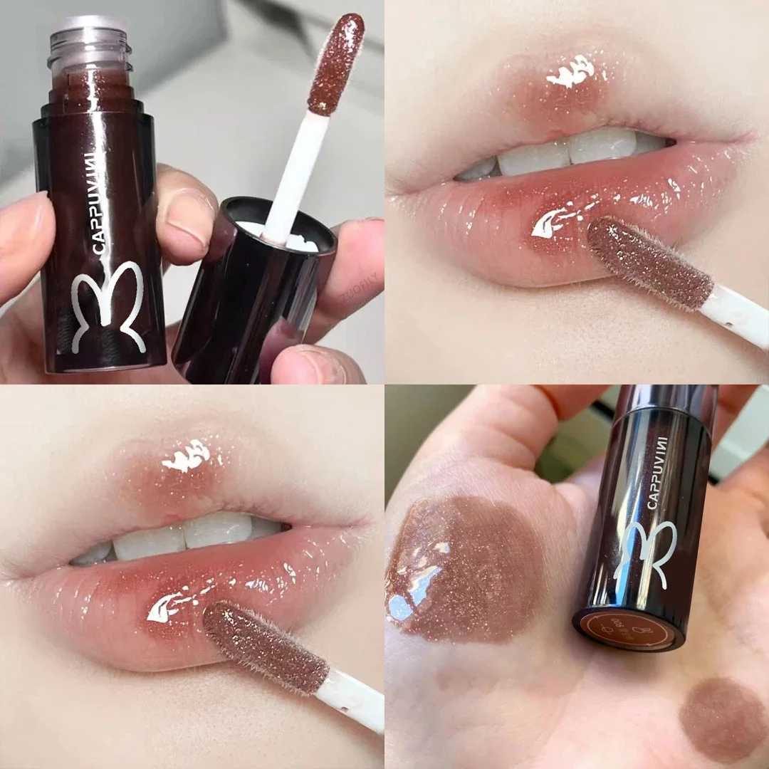 Fine Glitter Glass Lip Gloss Mirror Diamond Shimmer Liquid Lipstick Waterproof Jelly Transparent Lip Glaze Tint Make UpW250219