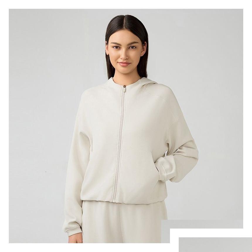 2025--Yoga Outfit Outfits Softstreme Hoodie Full Zip Women Autumn Winter Sports Sweater Loose Gym Jacket Fitness Short Plush Coat Sweatshi