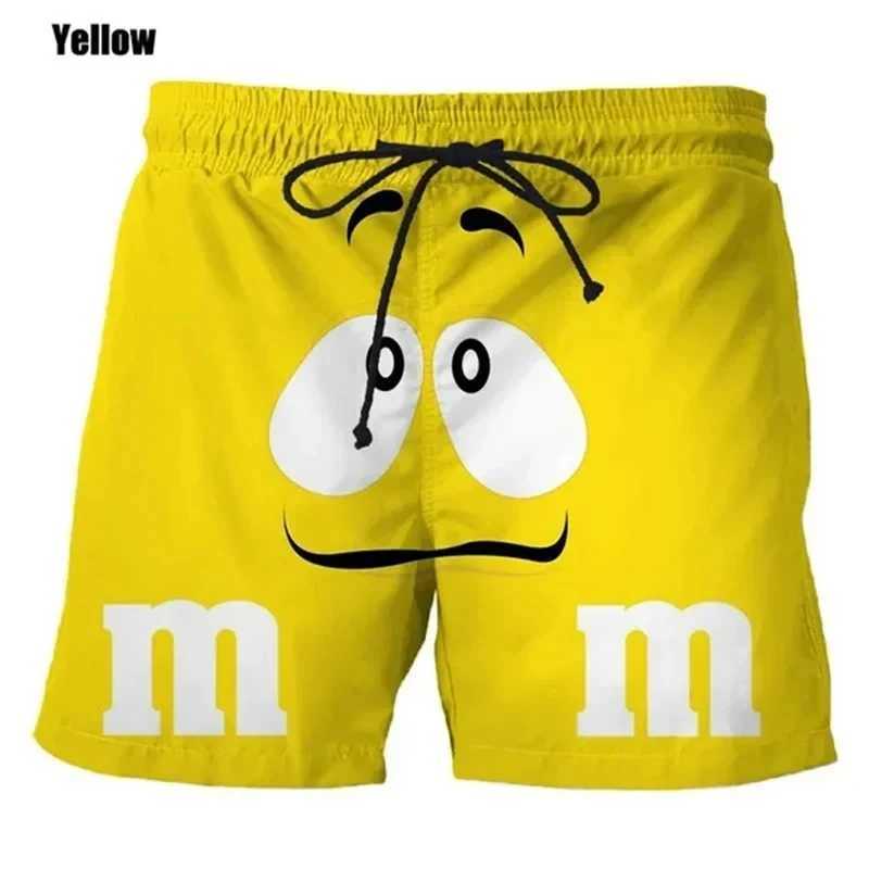 Interesting M M Chocolate Bean Beach Shorts for Men 3D Printed M M Board Shorts Summer Quick drying Sports Shorts W250219
