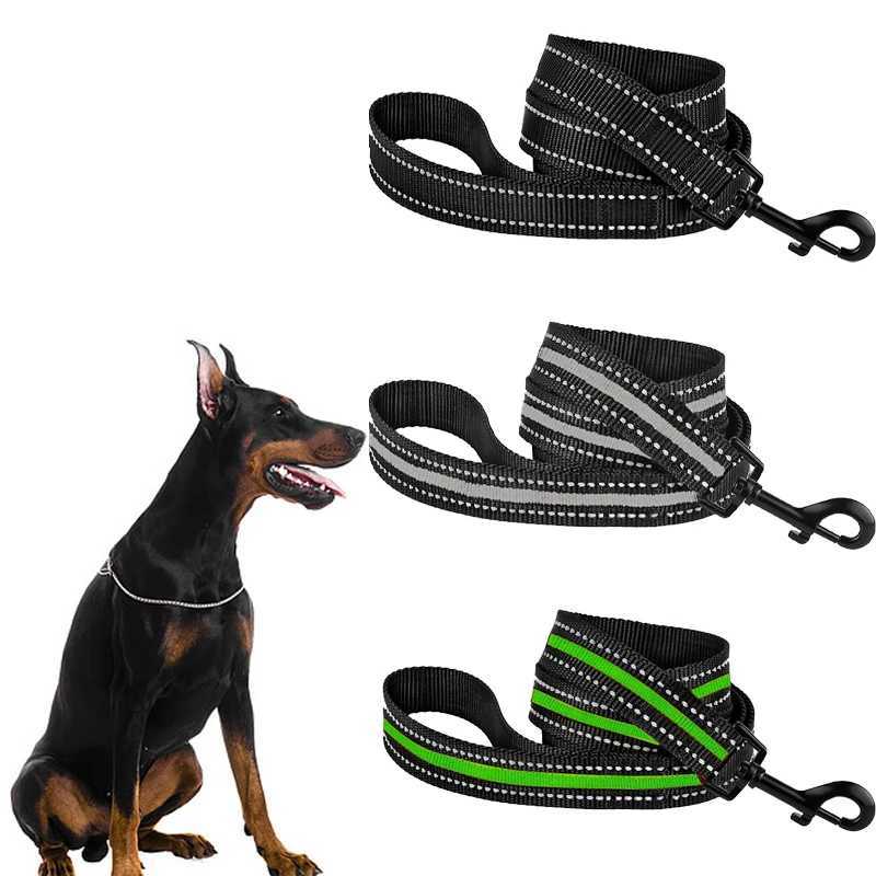 Nylon Dog Leash Night Reflective PetZinc Alloy Lock Lockable 360 Degree Rotation for Dog Walking Training pet SuppliesXJ250218