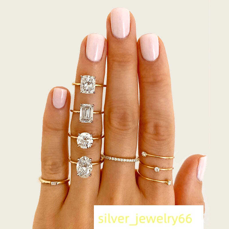 Luster Jewelry D VVS 5ct Diamond Fancy Shape Simple Solitary With GRA 10k Rose Yellow Solid Gold Moissanite Ring for Engagement