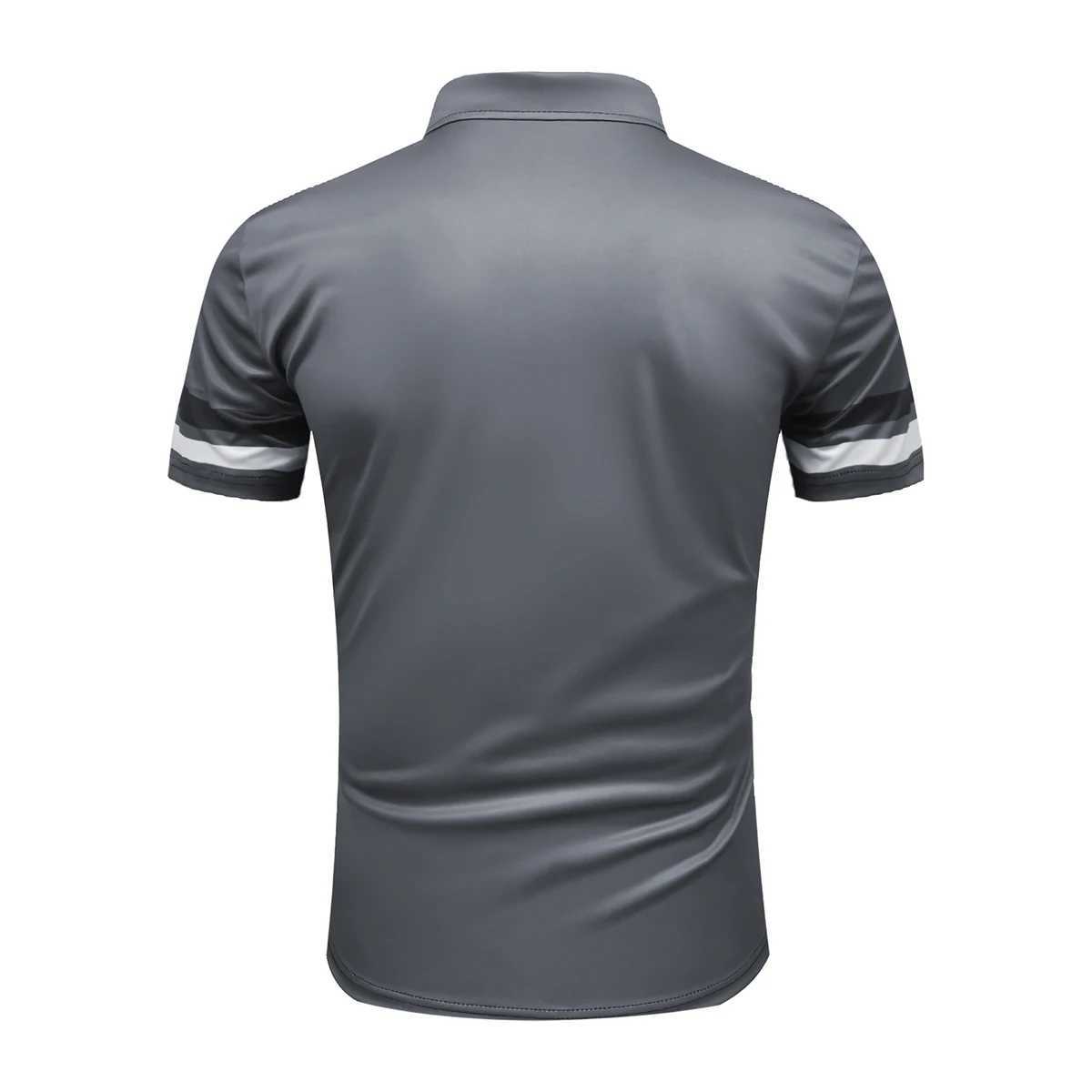 Men Summer Short Sleeve Spell Color Polo Shirt Men Slim Fit Sport Golf Polo Shirt .XJ250605