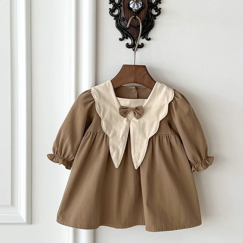 Autumn Spring 0-4Yrs Baby Girl Party Dress Long Sleeved Cotton Splicing Kids Princess Dresses European American Style Clothing 250219