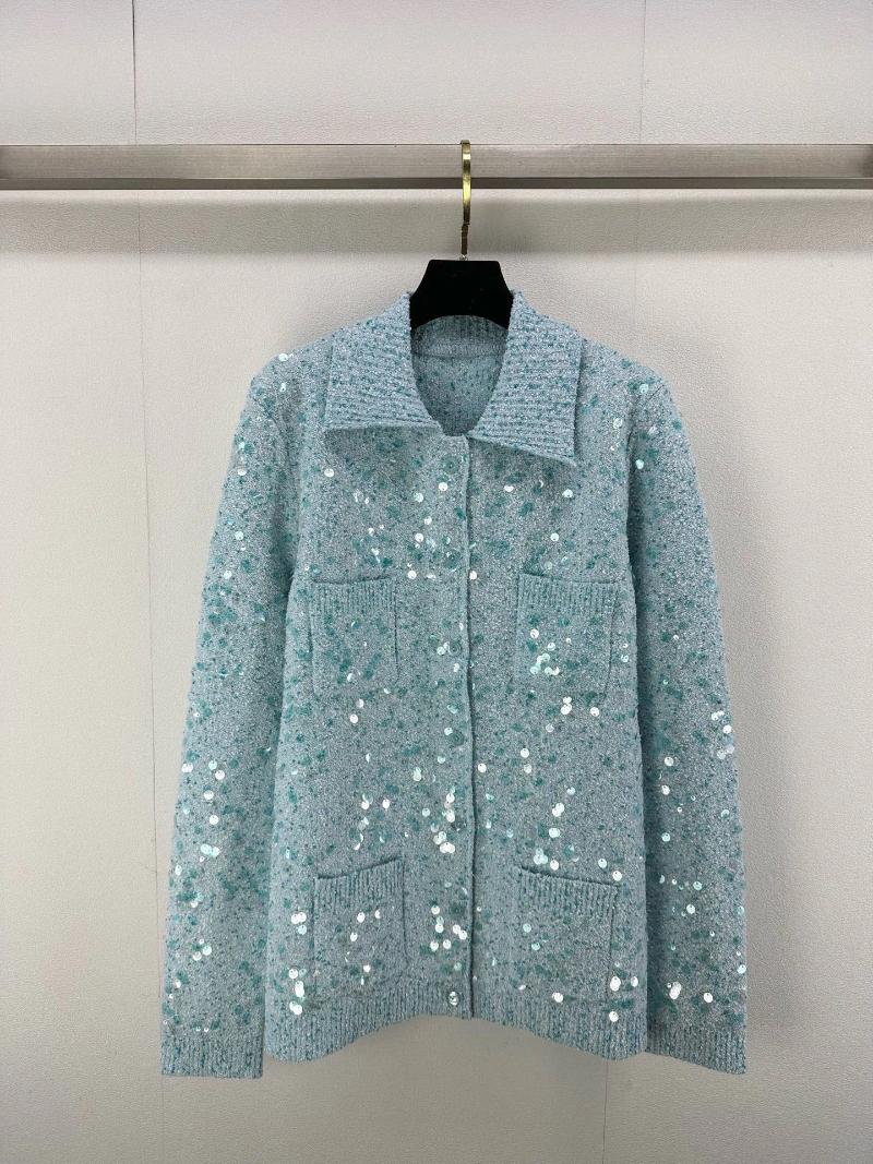 Womens Knits Retro Sequined Lapel Cardigan Knitted Top 2025 Spring Festival High-Quality Soft Comfortable Temperament Versatile