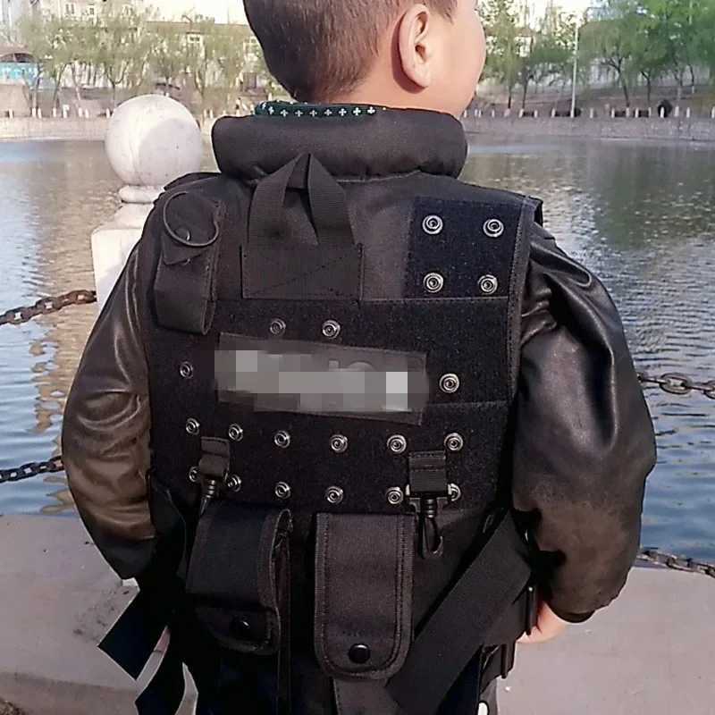 POLICE Law Enforcement Vest Tactical Vest SWAT Combat Waistcoat Hunting CS Protective Equipment Black Uniform for Kids /AldultXJ250219