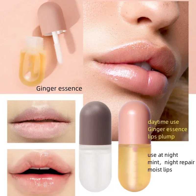 DEROL Ginger Extract Peppermint Lip Plumper Day Night Repair Moisturizing Long-lasting Lip Pack Lip Purple Special Effect MakeupW250219