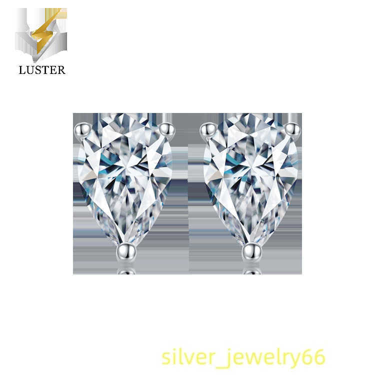 New Fashion S925 Sterling Silver Women Jewelry Luxury Pear Moissanite Diamond Stud Earrings 925 Moissanite Earring