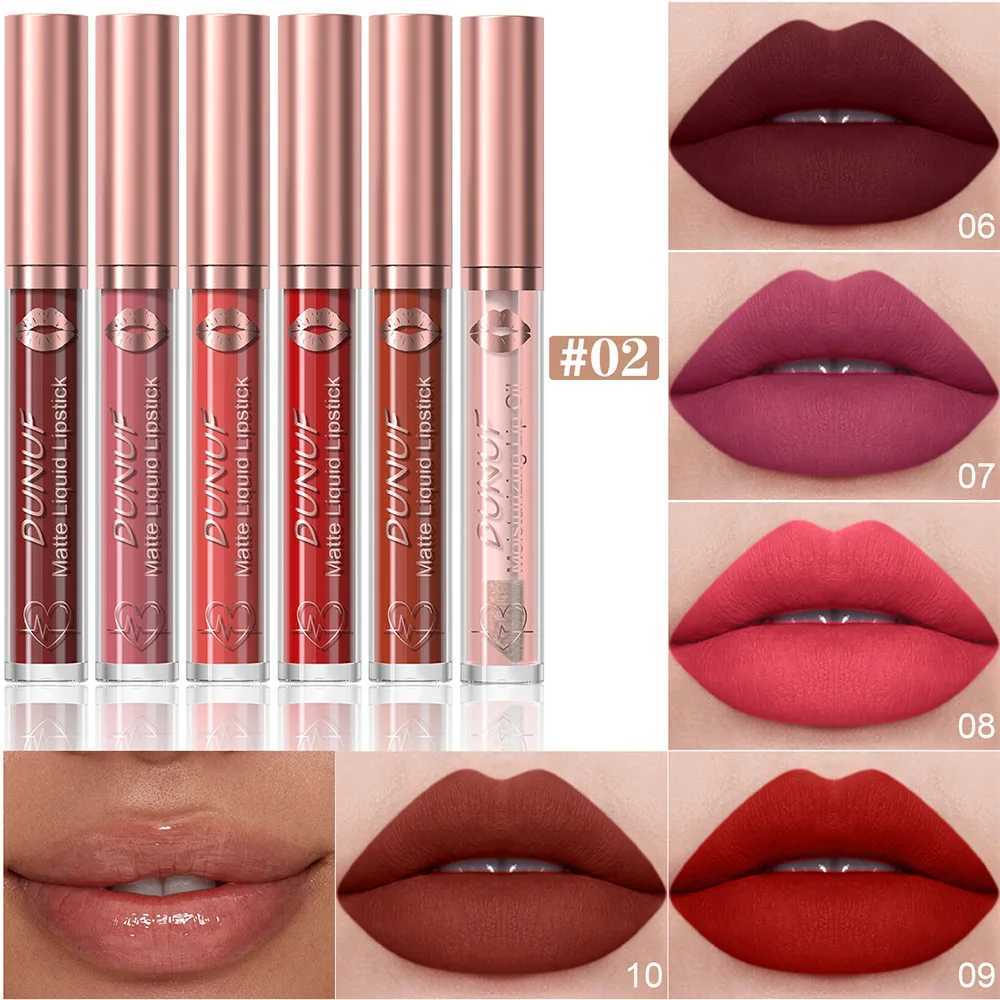 DUNUF 6-piece matte waterproof long gloss lipstick liquid long gloss non stick matte lipstickW250219