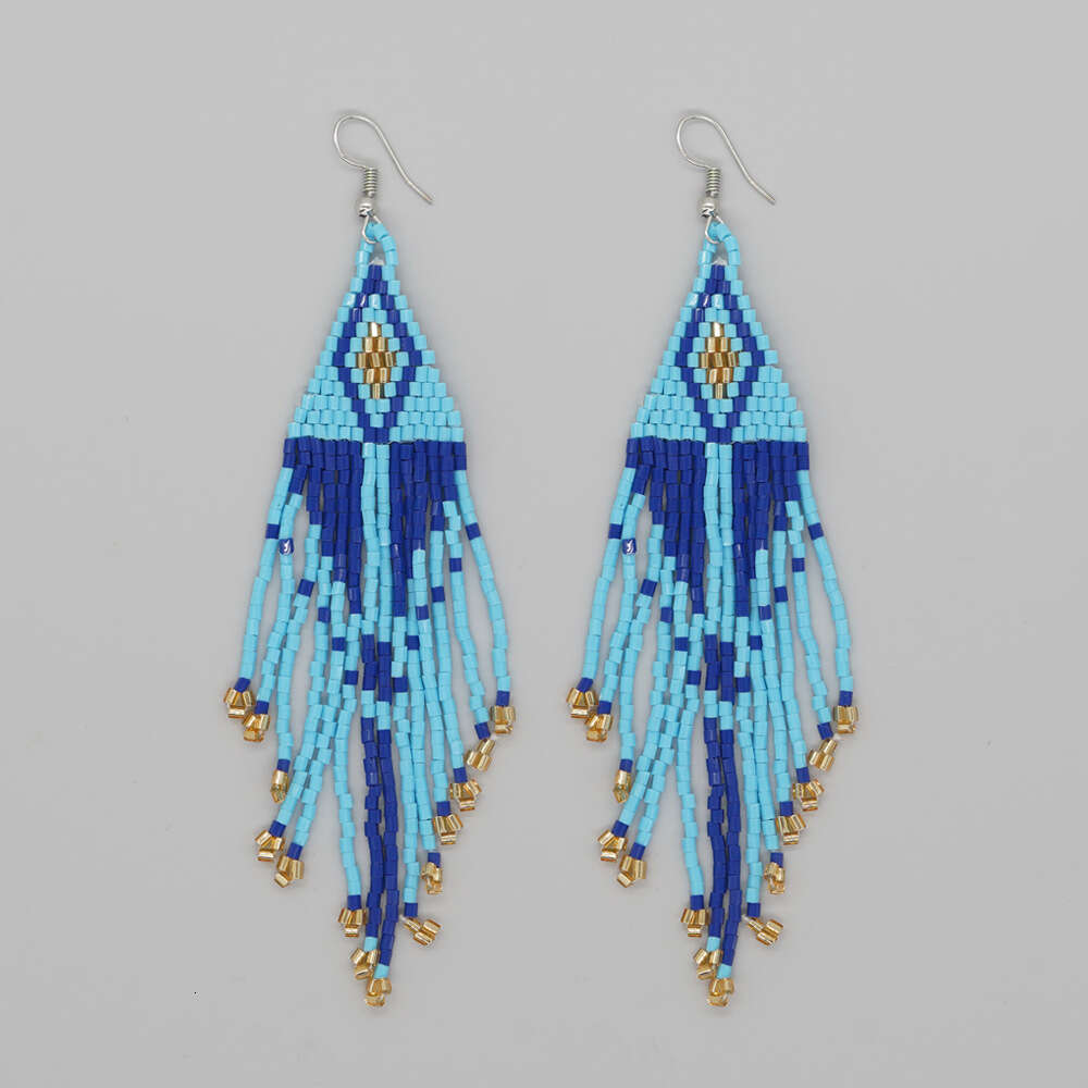 Bohemian ethnic style MGB pearl dia tassels handmade woven women's earrings