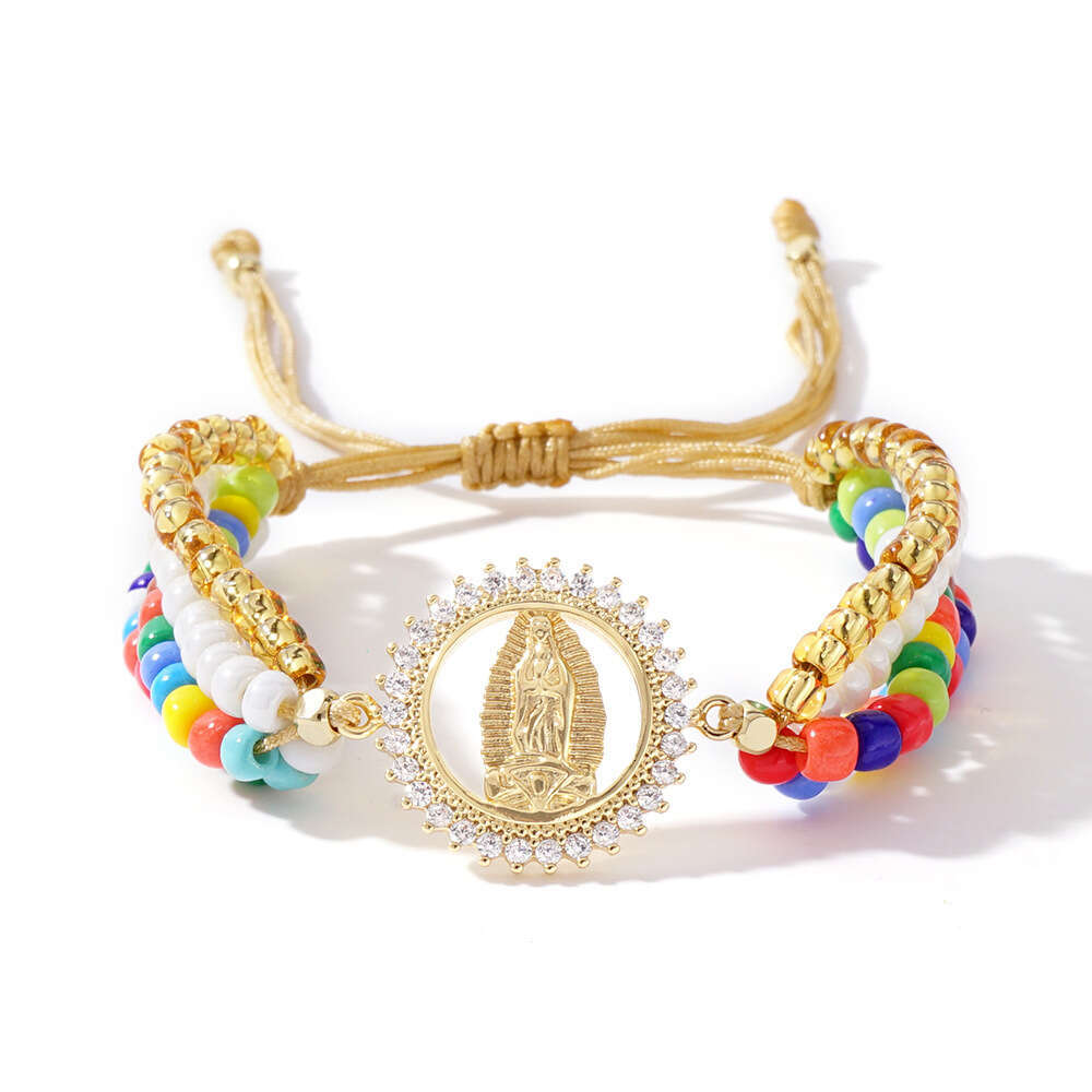 Easter Ins Style Copper Cross Mixed Color Rice Bead Fashion Versatile Women's Bracelet