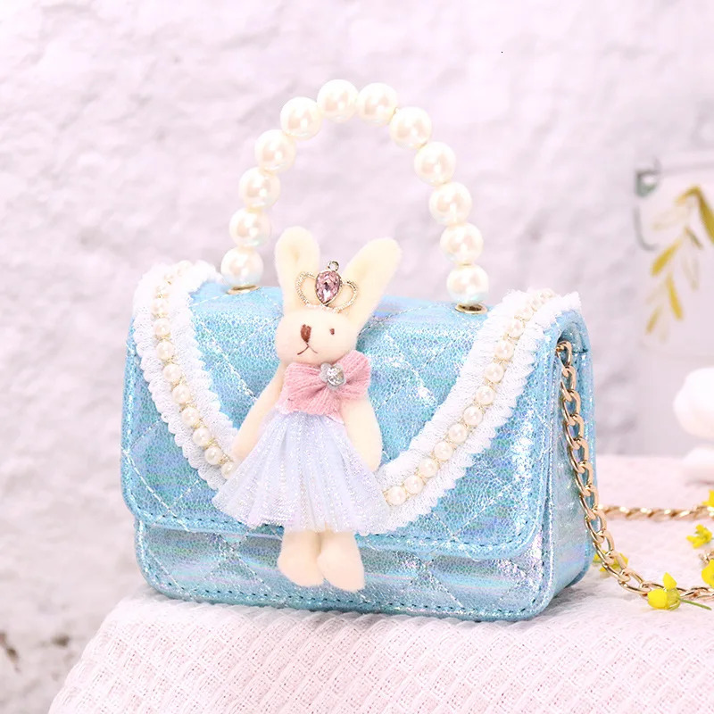 Childrens bag Spring and summer childrens fashionable candy color messenger bag little girl pearl personality handbag 250219