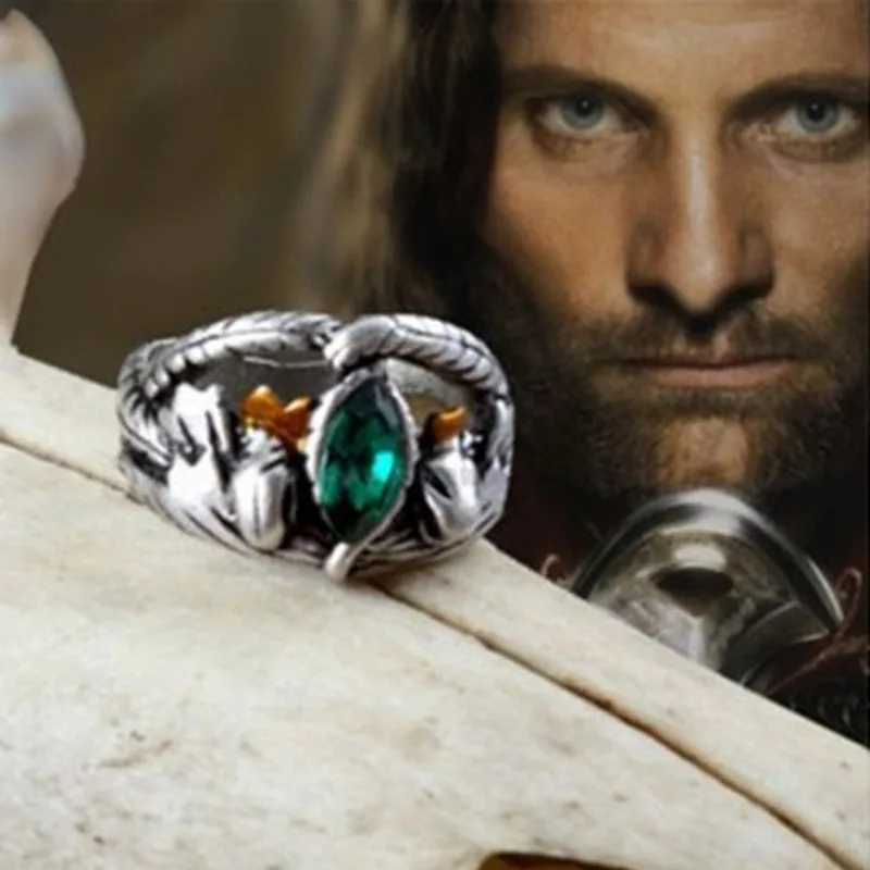 Lord Ring of Barahir Aragorn Gondor Green Crystal Rings for Women Men JewelryXJ250219