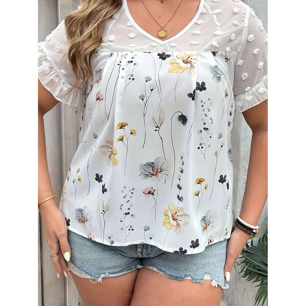 Striped Button Front Shirt, Casual Long Sleeve Curved Hem Shirt For Spring & Fall, Women's Plus Size Clothing