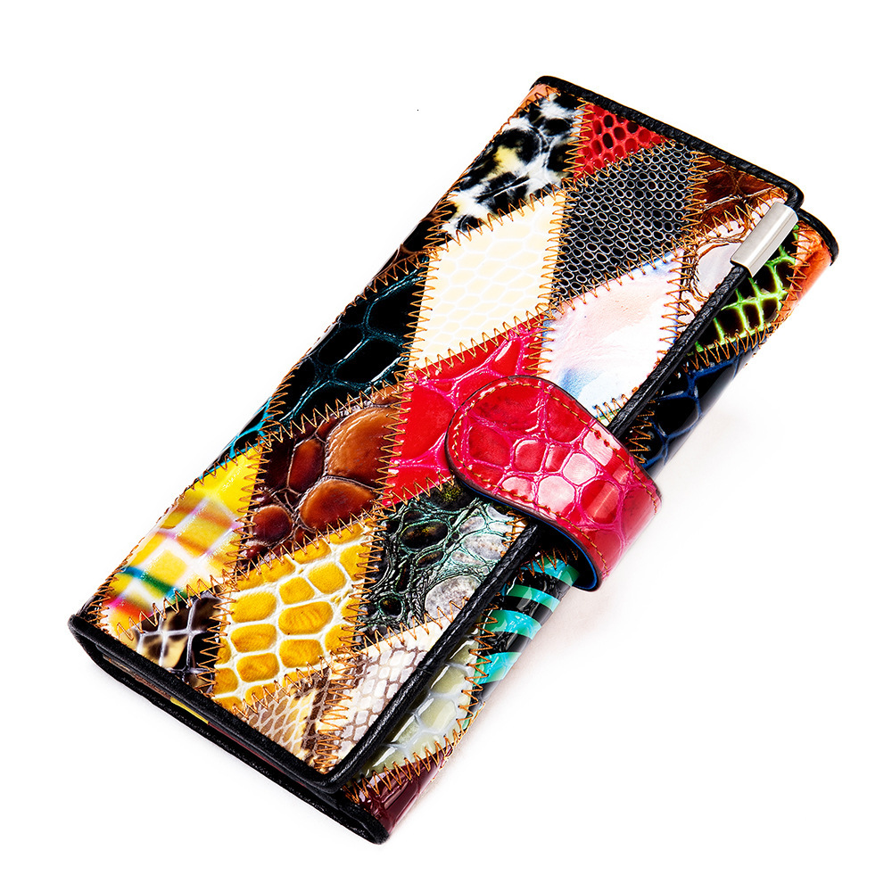 New Leather And Cowhide Wallet Designer Spliced Colorful Leather Wallet Outdoor Leisure Bag