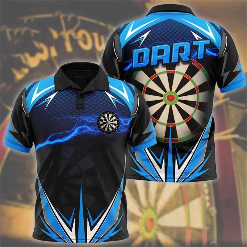 Darts Turntable Graphic Short Sleeve Polo Shirts For Men Clothes Casual Party Lapel POLO Shirt Fan Of Knives Club Team Male TopsXJ250219