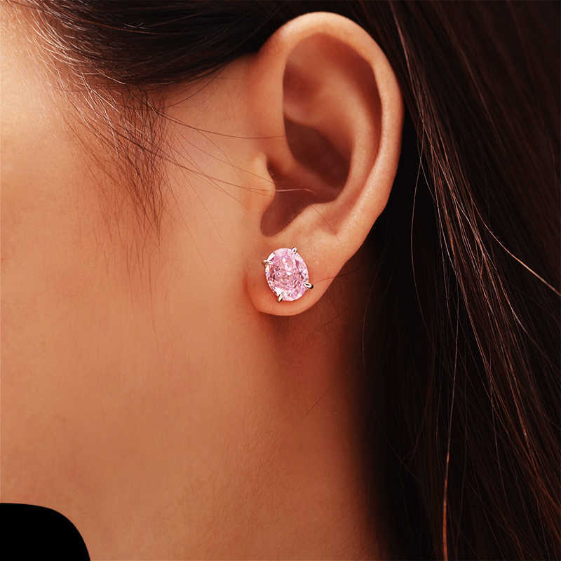 Luster Jewelry Soild Silver 4.5ct Light Luxury Wedding Moissanite Women Earrings With pink Diamond