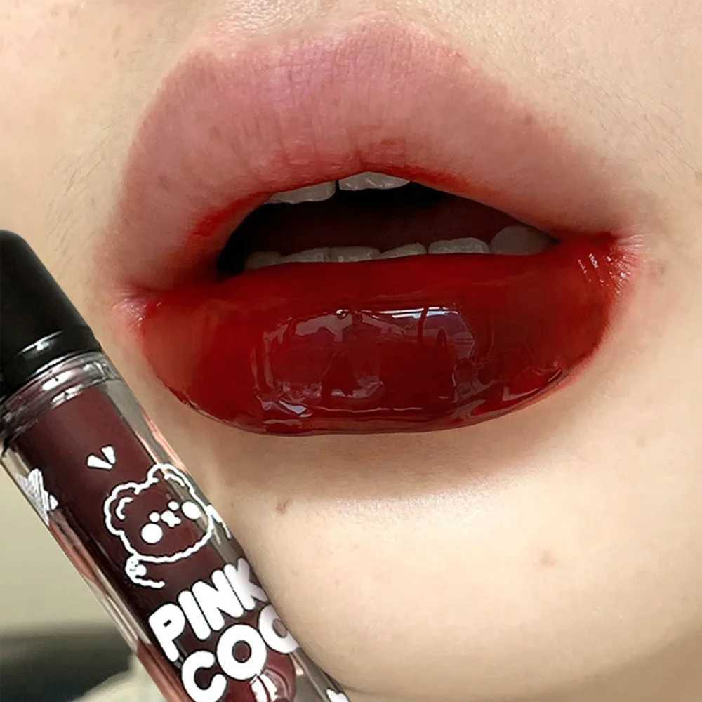 Cherry Red Mirror Water Light Lip Gloss Jelly Gloss Liquid Lipstick Waterproof Lasting Sexy Nude Red Lip Tint Korea MakeupW250219