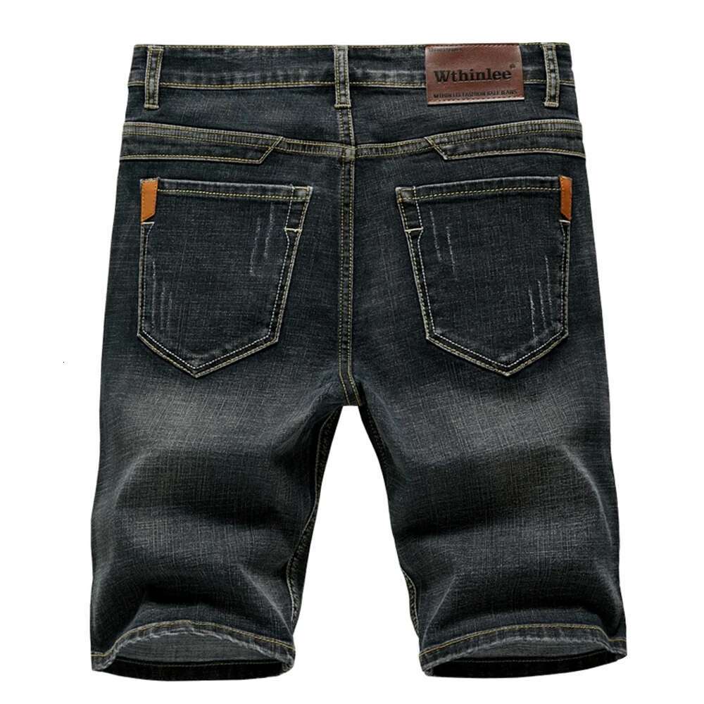 Summer American Classic Shorts Jeans Men's Designer Denim Pants Straight Stretch Casual Cool Thin Knee Blue Personalized Fashion Daily Pants