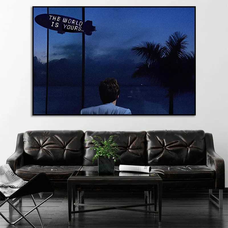 Motivation Poster Scarface Tony Montana The World Is Yours Movie Scene Off Art Canvas Painting Wall Print Picture A Decor Y250218