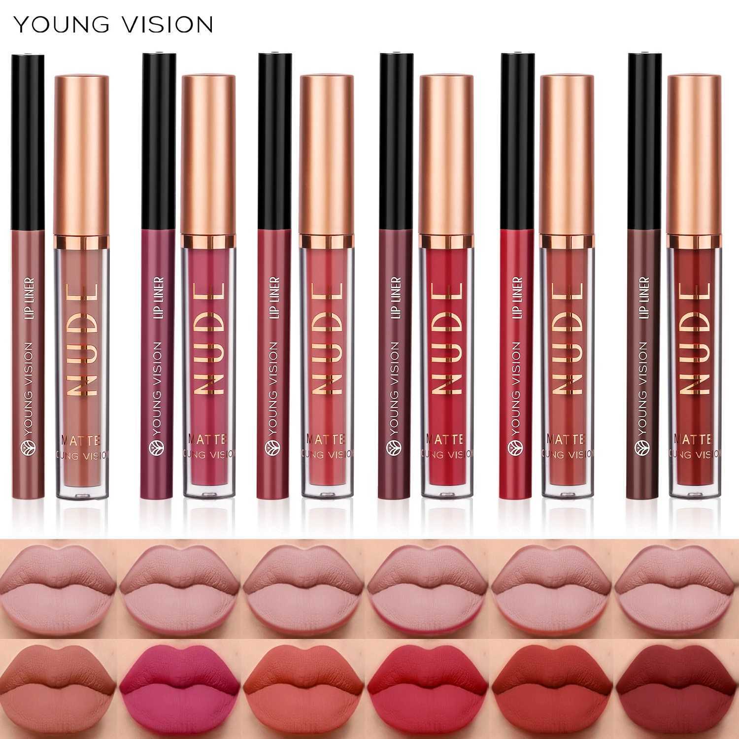 VISION 2-color matte durable lip liner set waterproof sweat proof non stick cup lip gloss rotatable lip linerW250219