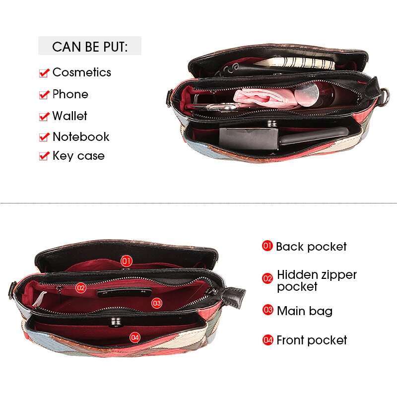 Genuine Leather Handbags Free Shipping Cowhide Coloful Crossbody Clutch Bag Purse Designer Women's Bags