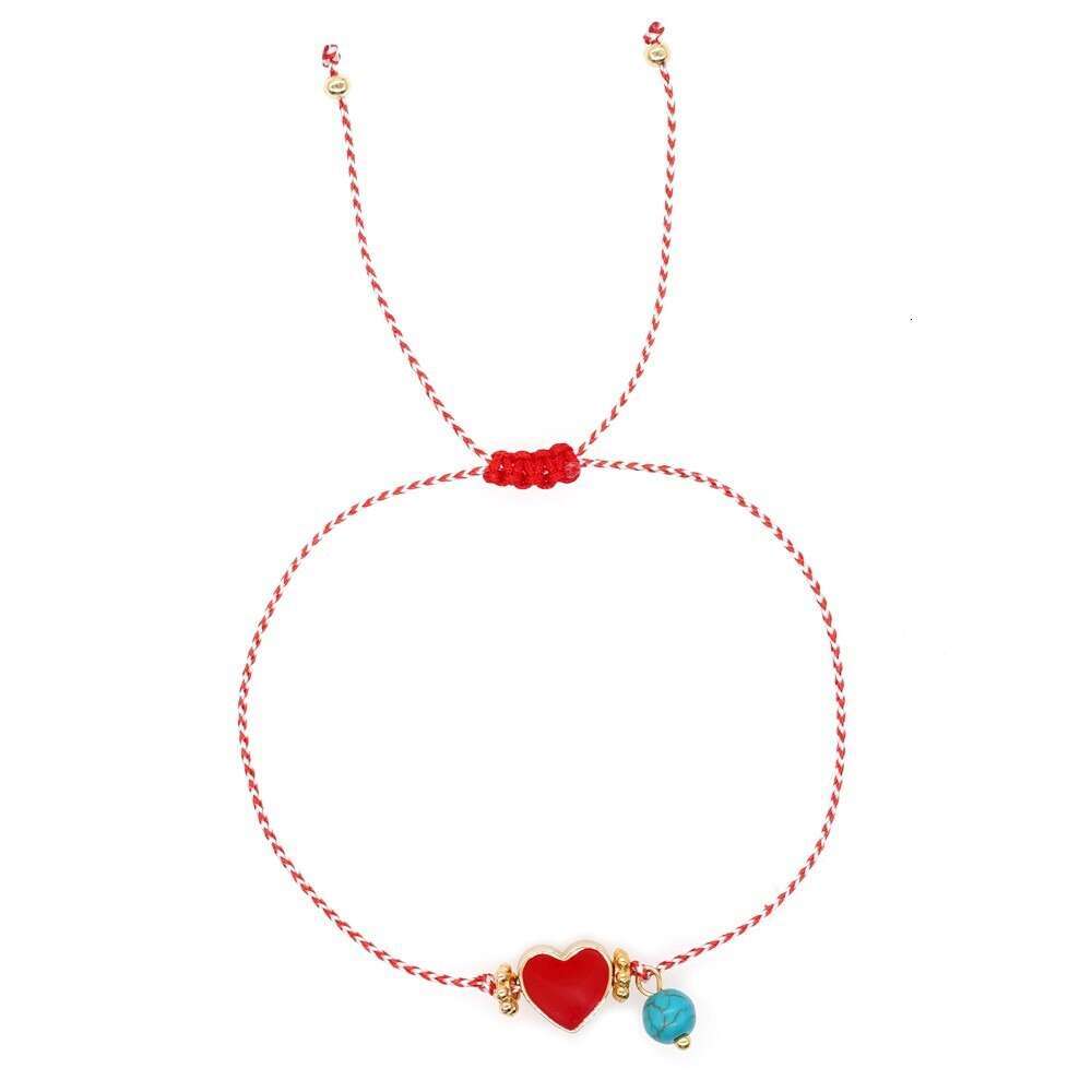 Fashionable minimalist Maltis with eyes, turquoise red and white rope, women's bracelet