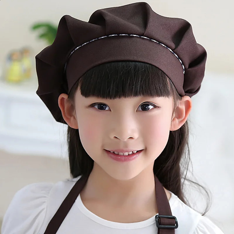 Children Personalized Kitchen Hat Fashion Solid Color Elastic Band Cooking Cap Boys Girls Toddler Dance Christmas Chef Hats 250117