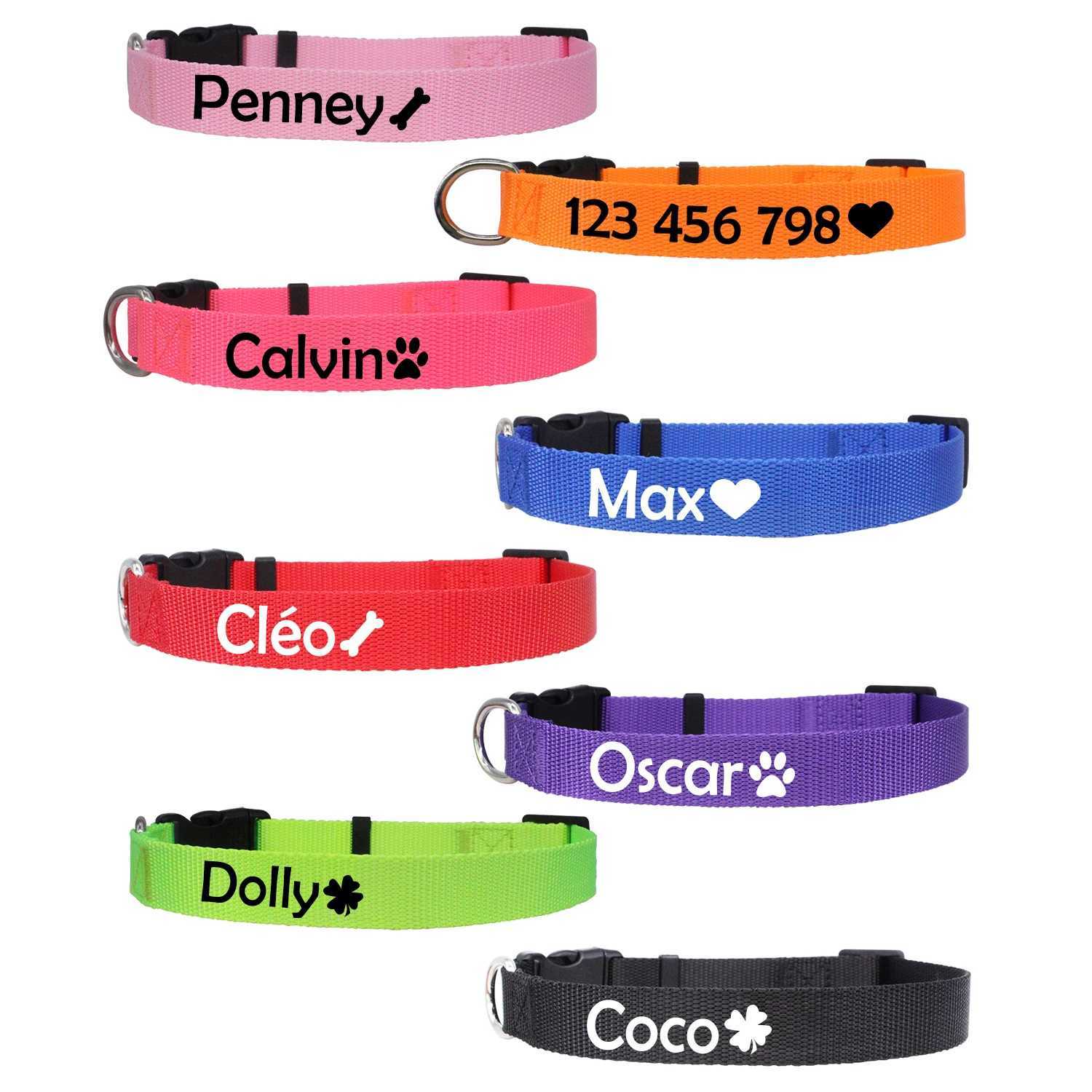 Custom Dog Collar Pet Personalized ID Collar Name and Phone Number with Cute pattern Nylon Necklace Small Medium Large Acessory 250205