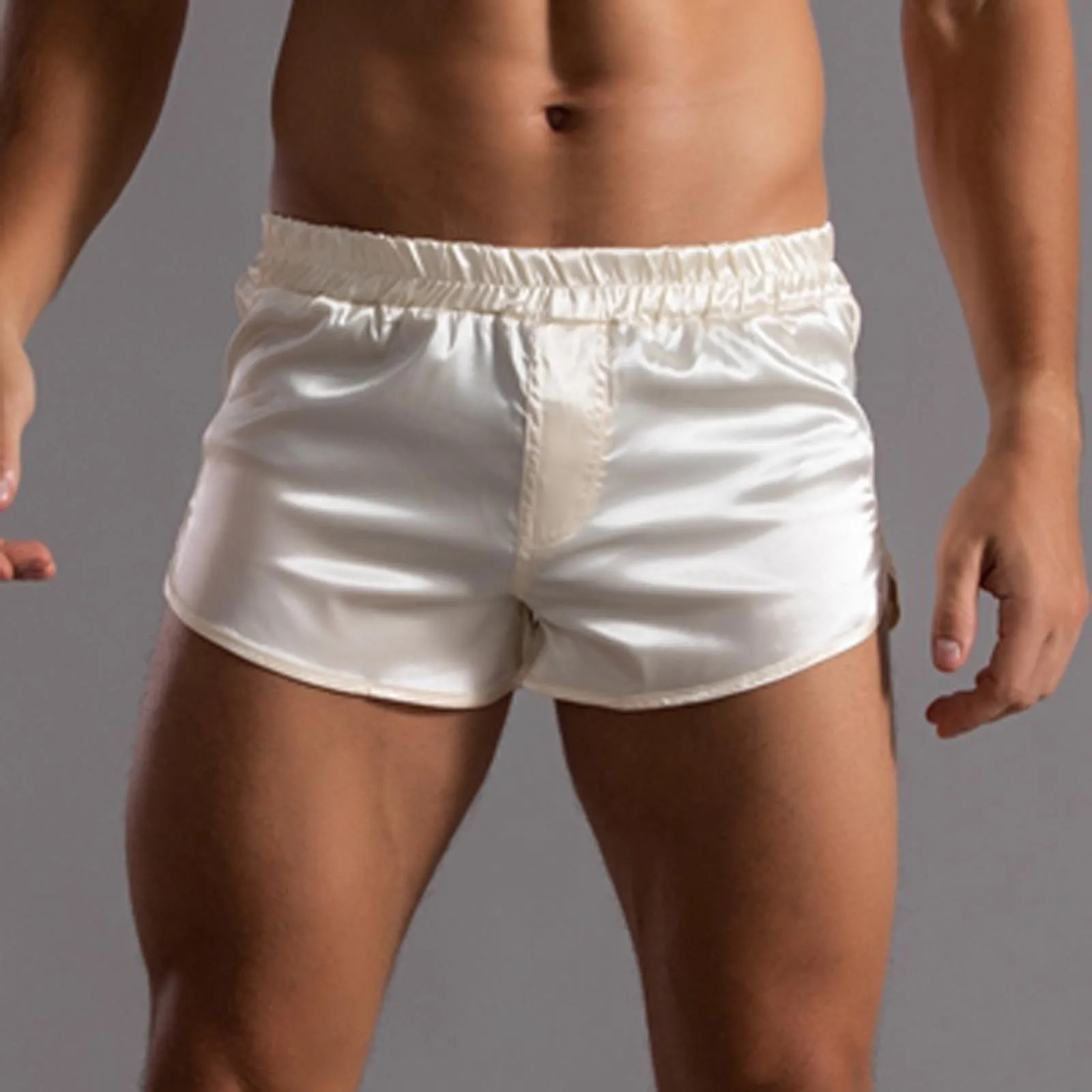 Mens Monochromatic Straight Shorts Elastic Band Loose Casual Sports Running Beach Home Underwear Thin Summer 2025 250219