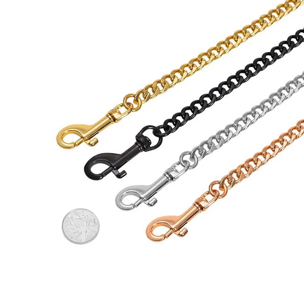 125cm Golden NK Dog Chain Leash Chew Proof Metal Pet Dog Leash with Leather Handle Heavy Duty Stainless Steel Large Dog LeashXJ250218
