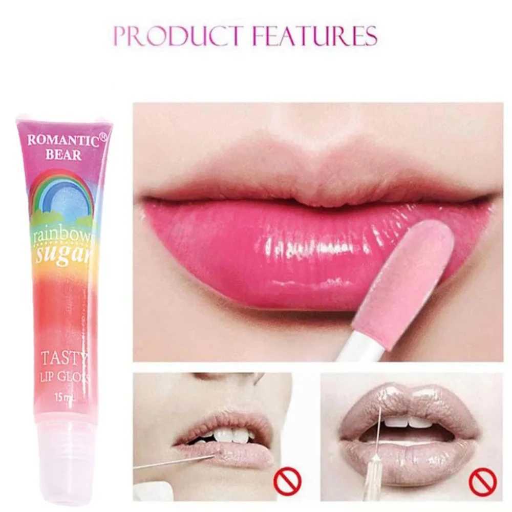 Sexy Red Lip Plumper Gloss Transparent Lip Gloss Rainbow Fruity Lip Balm Shiny Lip Tint Make up Mouth Primer Lipstick Makeup HotW250219