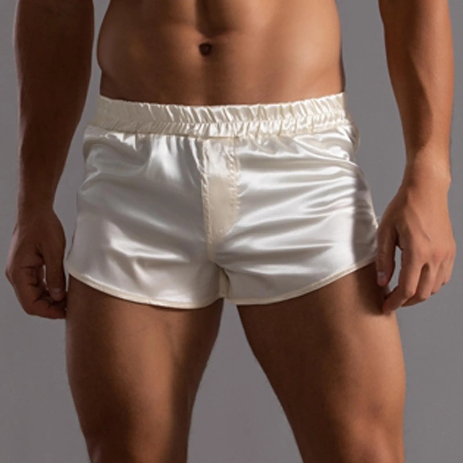 Mens Monochromatic Straight Shorts Elastic Band Loose Casual Sports Running Beach Home Underwear Thin Summer 2025 250219