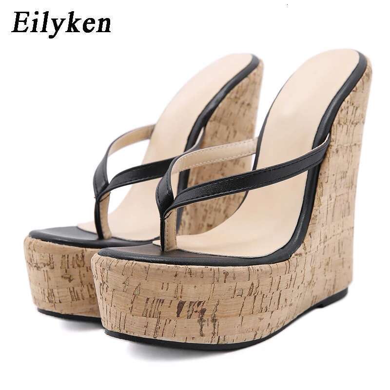 Designer High Heels Platform Wedges Women Slippers Summer Pinch Toe Slide Shoes Female Sandals Large Size 35-42