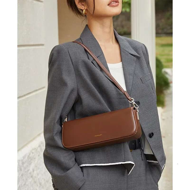 2024 New Genuine Leather Women Underarm High Quality Female Commute Handbags Simple Shoulder Crossbody Bags Classic Totes