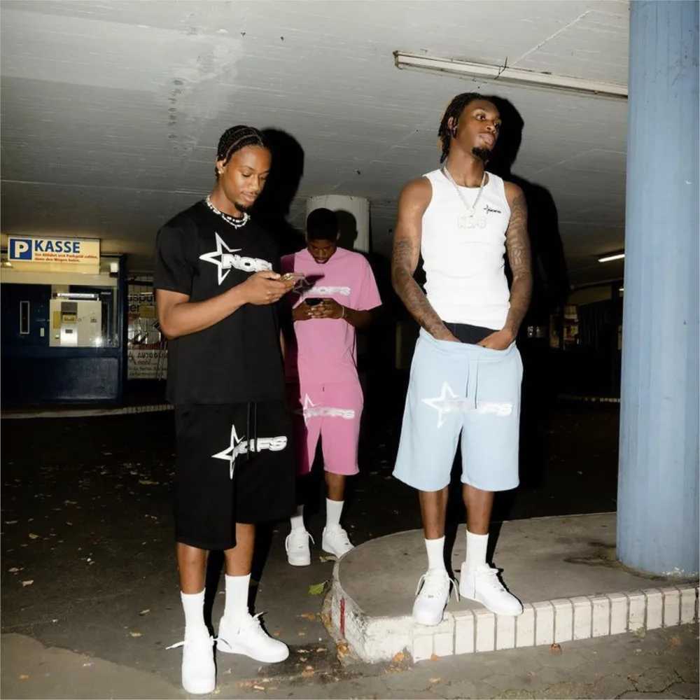 Y2K T-shirt Short Kpop Street Fashion Letter Print Unisex Short Sleeve Tops Casual Loose Drawstring Shorts Women Men Clothes TeeXJ250218