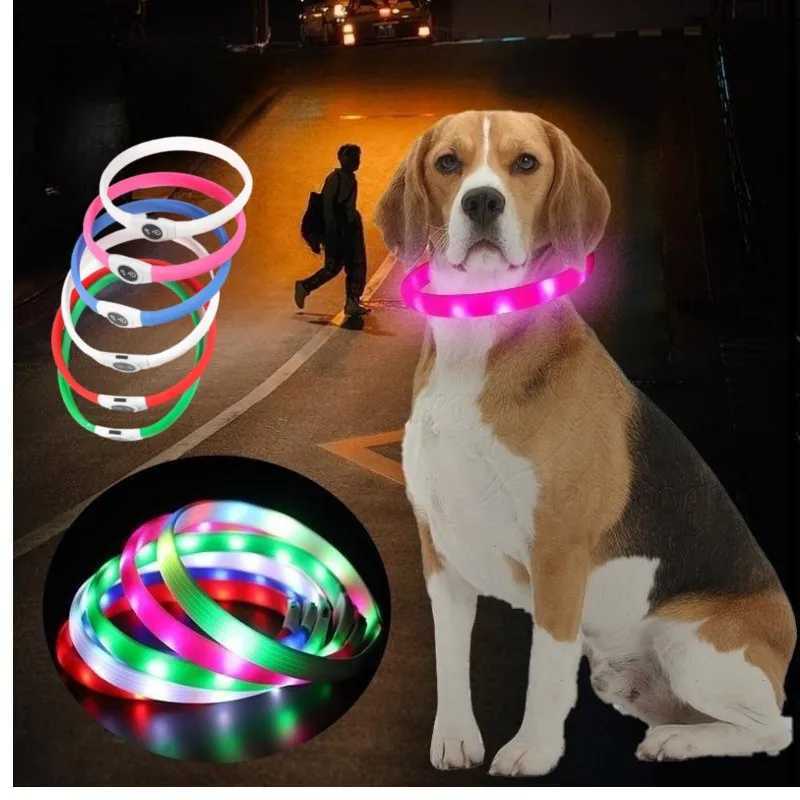 New Led Luminous Dog Collar PVC Waterproof For Large Medium Small Dogs Collar Usb Light Night Safety Pet Glowing Accessories W250219