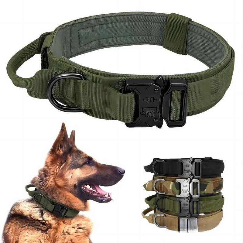 Nylon Tactical Dog Collar with Handle Adjustable and Durable Suitable for Medium Large Dogs Accessories Pet Items W250219