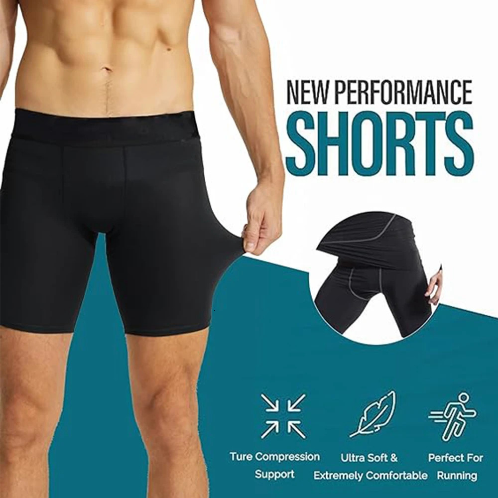 3 Pack Compression Shorts Men Basketball Running Athletic Underwear Boxer Briefs Performance Workout Sports Baselayer Tights 250219