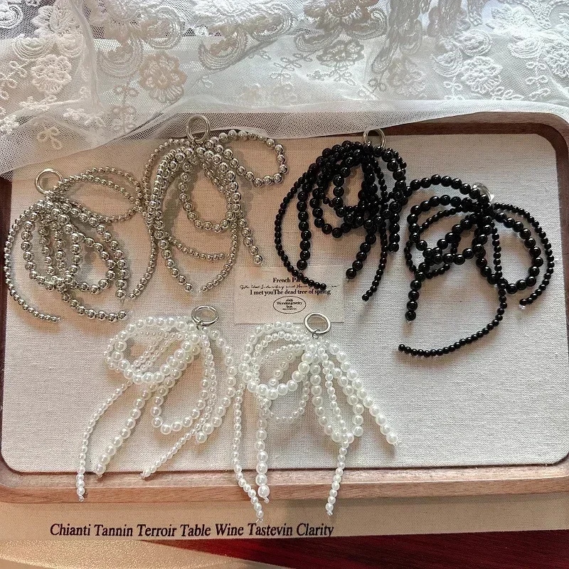 2Pcs Handmade Shoes Clip Double Layered Pearl Bead Bowknot Charm Shoe Buckle Decoration Bag Pendant Bow Key Chain Accessories 250219