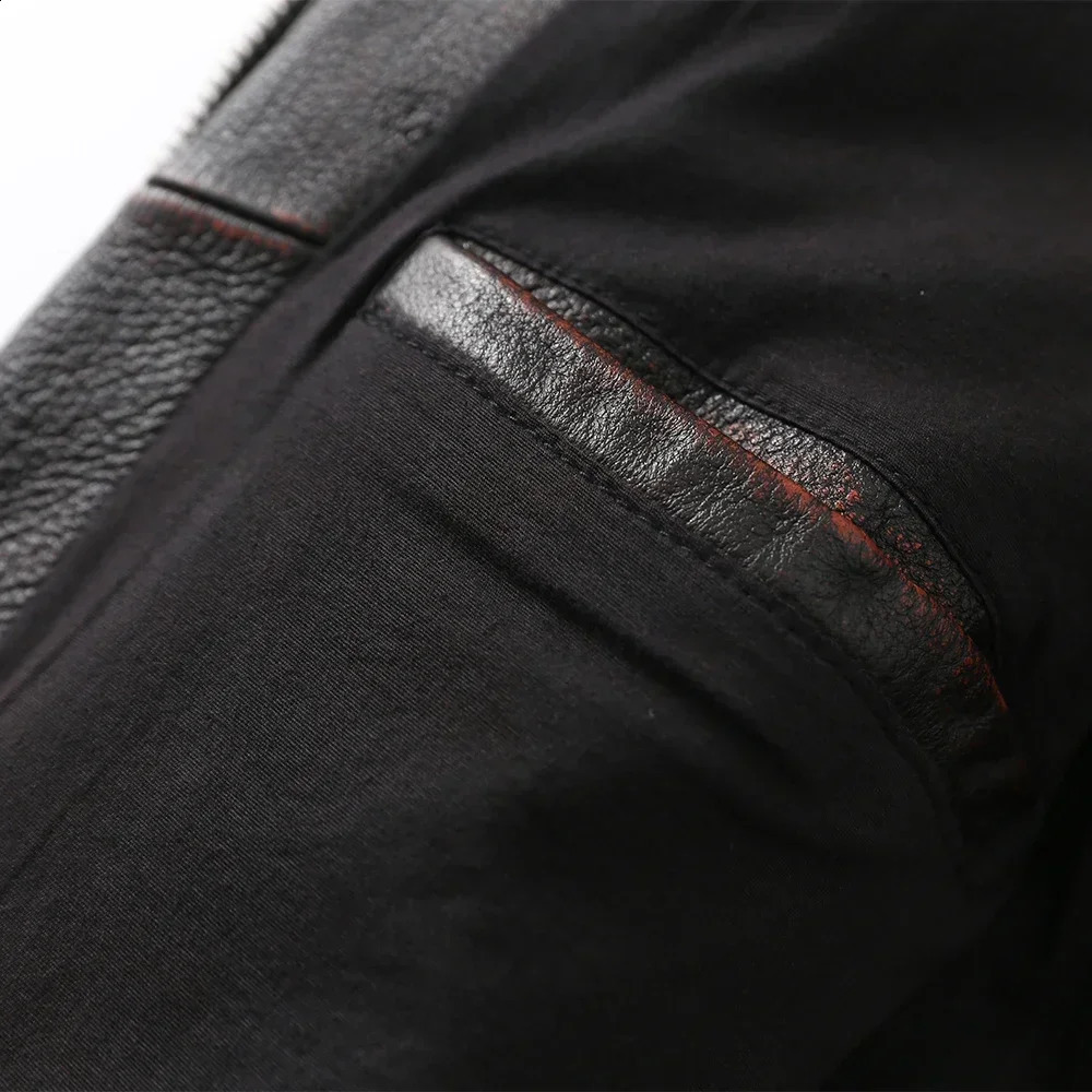 Retro mens leather jacket ultra-thin fit 100% natural denim mens leather jacket mens leather clothing autumn Asian size M604 250214