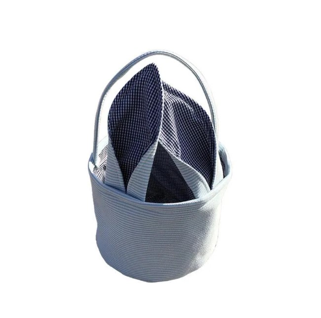 Easter Bag Favor Stripe Bunny Basket Cartoon Rabbit Long Ears Bucket Seersucker Easters Eggs Bags Kids Party Gift FY4480 0219