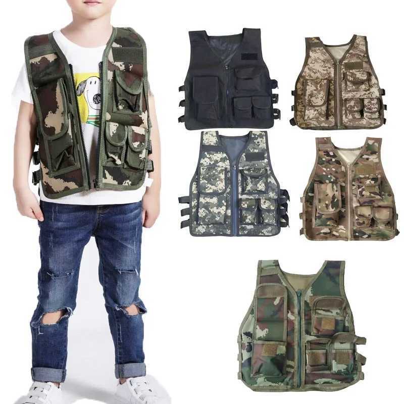 Kids Tactical Vest Hunting Combat Bulletproof Uniform Special Costumes Forces Children Camouflage Jungle ClothingXJ250219
