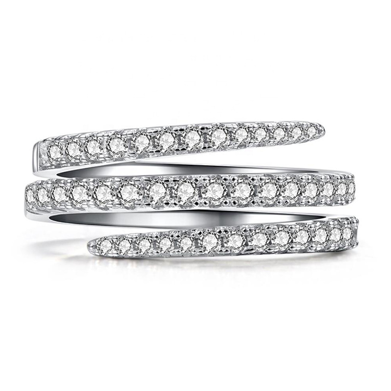 Diamond Ring Women 925 Silver Surround Crystal Ring White Gold Micro-paved Solitaire Ring Fashion Jewelry