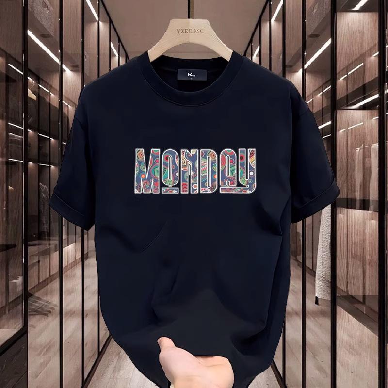 Spring Cotton Designer Short Sleeved T-shirt Men's Fashion Printed T-shirt 2025 Summer New Personalized Casual Half Open Sleeve